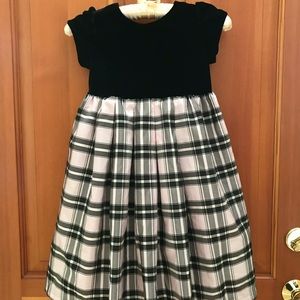 Holiday Dress Black Velour Top Pink Plaid Taffeta
